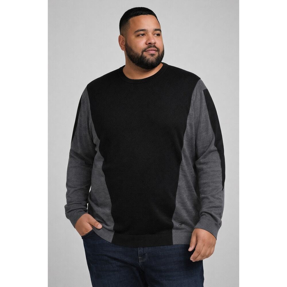 J.Lindeberg Men's Gray Black Merino Wool Colorblock Sweater Marcel Tech Pullover